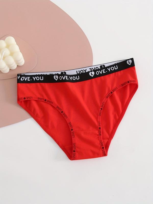 5pcs Letter Tape Briefs Stretchy Intimates Panties Women's Lingerie