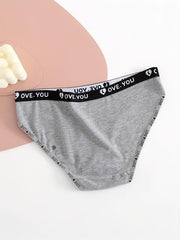 5pcs Letter Tape Briefs Stretchy Intimates Panties Women's Lingerie