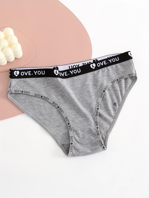5pcs Letter Tape Briefs Stretchy Intimates Panties Women's Lingerie