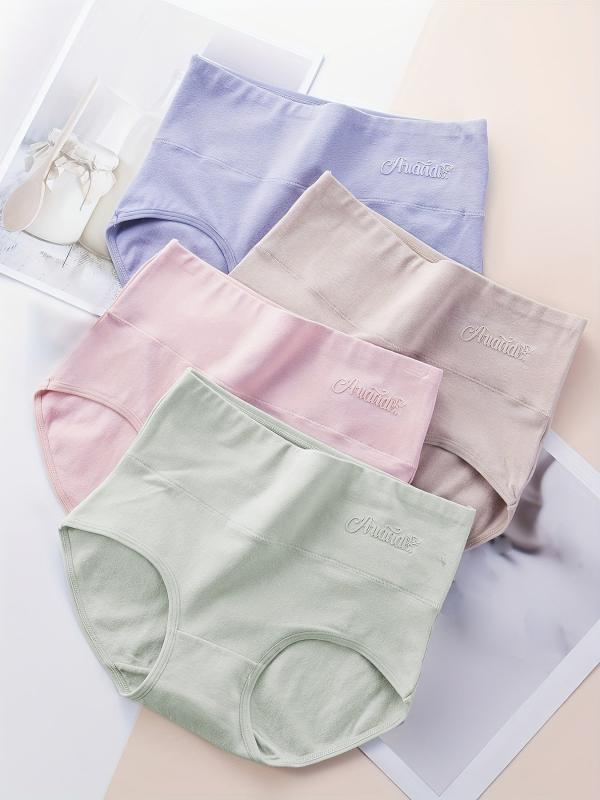4pcs Soft Briefs High Waist Intimates Panties Women's Lingerie
