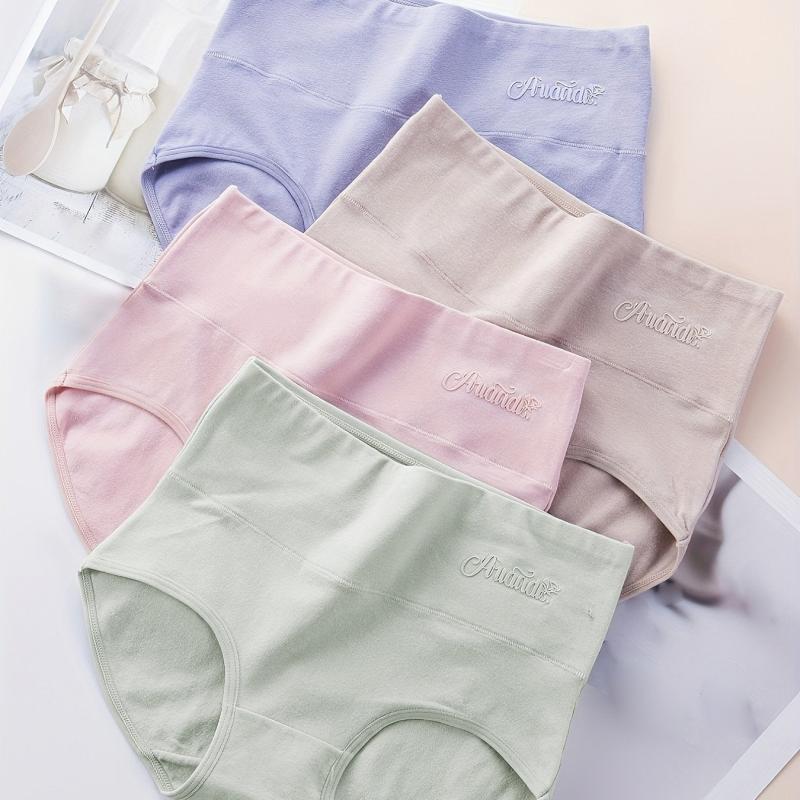 4pcs Soft Briefs High Waist Intimates Panties Women's Lingerie