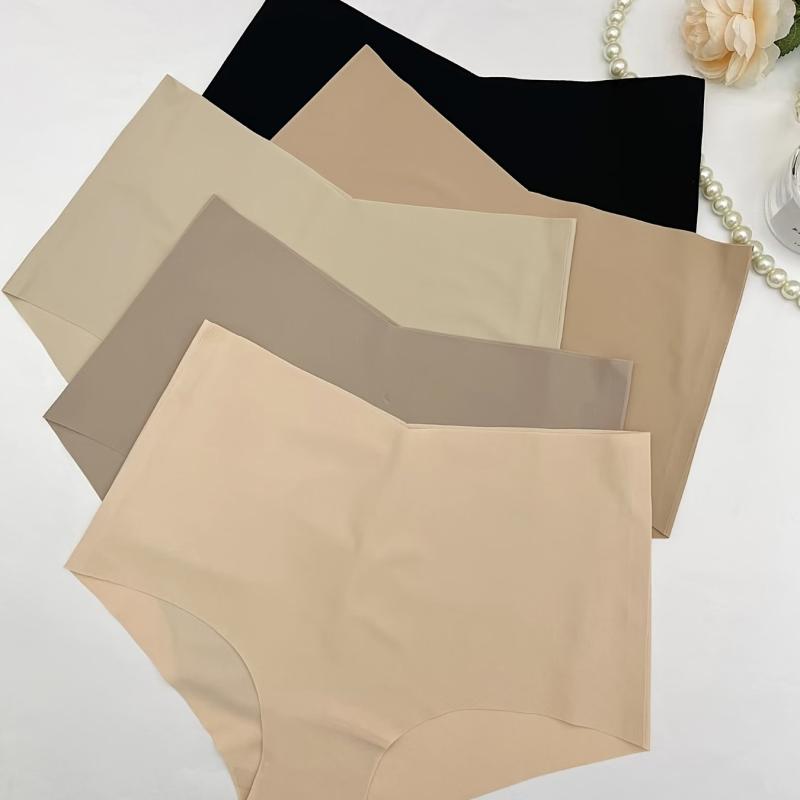 5 Pcs Women's Seamless Bikini Panties High Waist Stretch Panties