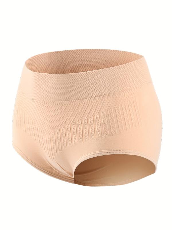 3pcs Seamless Texture Briefs Comfort Butt Lifting Mid Waist Elastic Panties