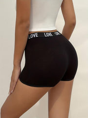 3pcs Letter Print Boyshort Panties Soft & Comfortable Stretch