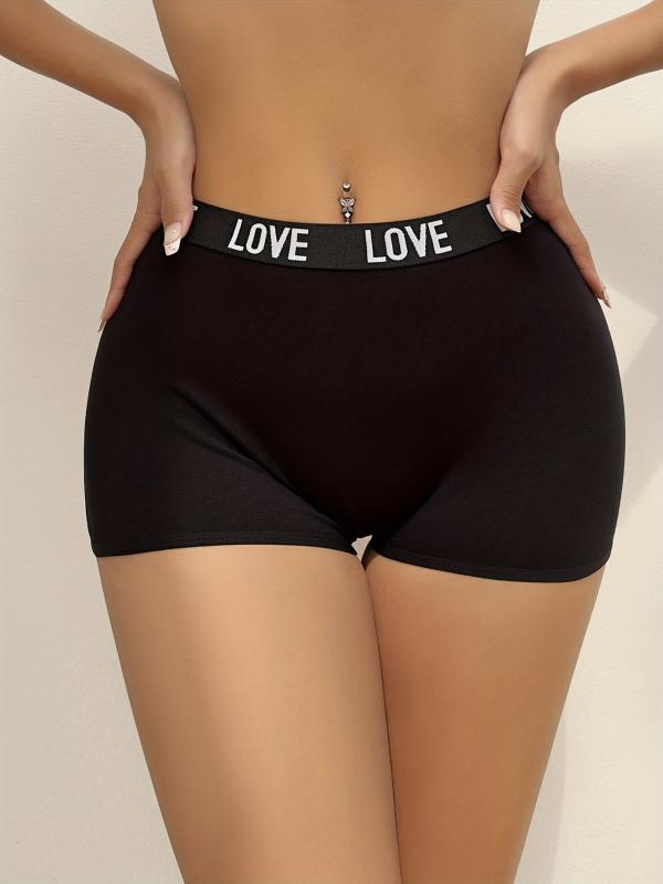 3pcs Letter Print Boyshort Panties Soft & Comfortable Stretch