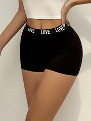 3pcs Letter Print Boyshort Panties Soft & Comfortable Stretch