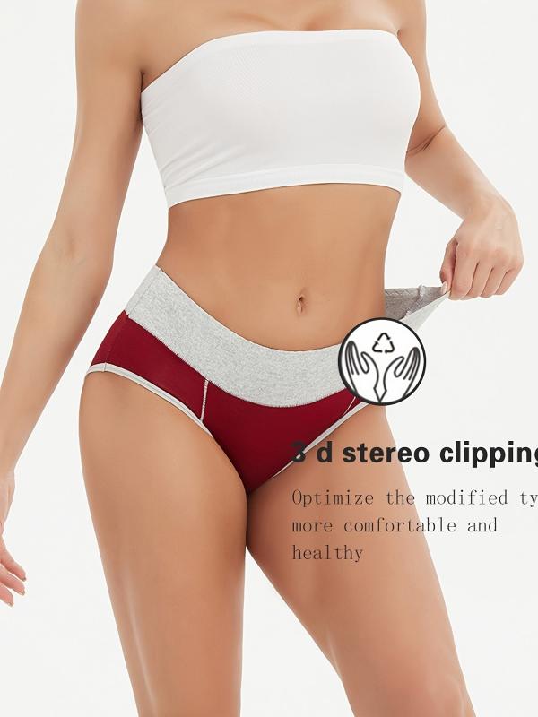4pcs Women's Cotton Underwear Briefs High Waist Full Coverage Multicolor Panties