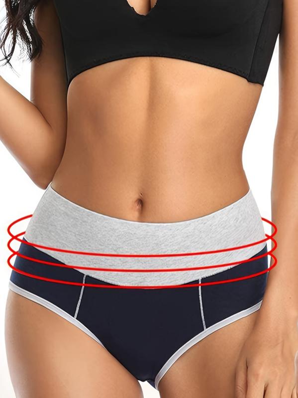4pcs Women's Cotton Underwear Briefs High Waist Full Coverage Multicolor Panties