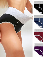 4pcs Women's Cotton Underwear Briefs High Waist Full Coverage Multicolor Panties