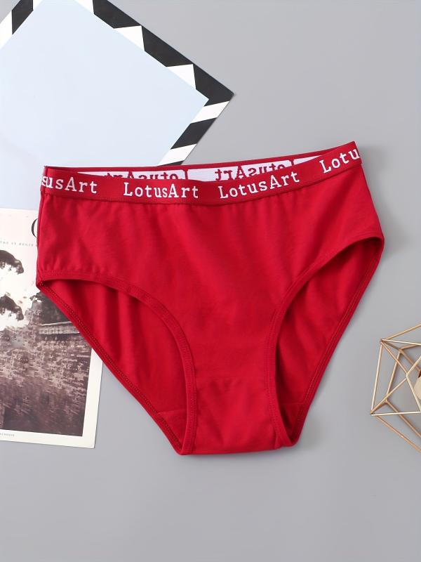 5pcs Letter Tape Sports Briefs Mid Waist Intimates Panties