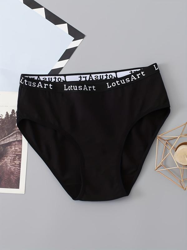 5pcs Letter Tape Sports Briefs Mid Waist Intimates Panties