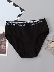 5pcs Letter Tape Sports Briefs Mid Waist Intimates Panties