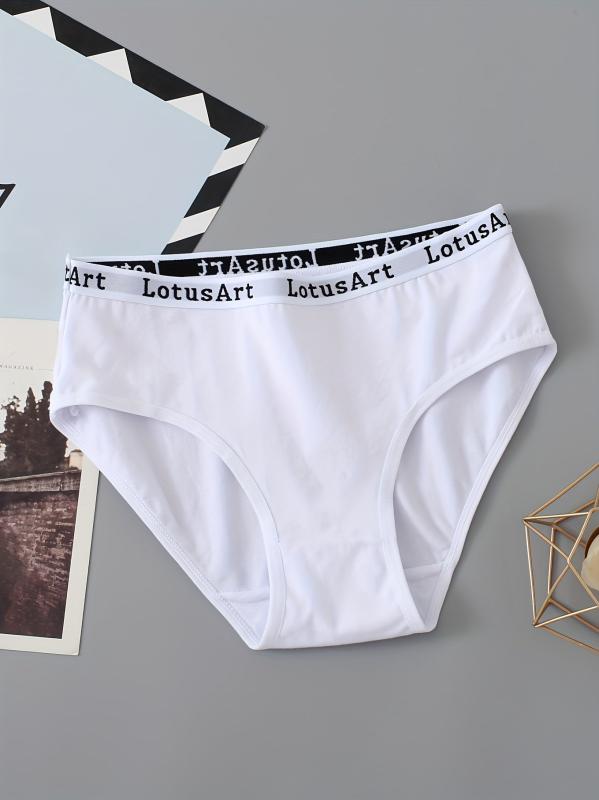 5pcs Letter Tape Sports Briefs Mid Waist Intimates Panties