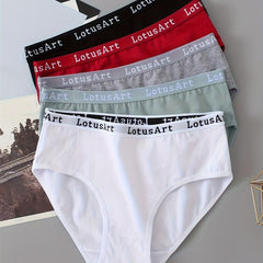5pcs Letter Tape Sports Briefs Mid Waist Intimates Panties