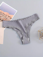 Floral Lace Trim Thongs Low Waist Panties