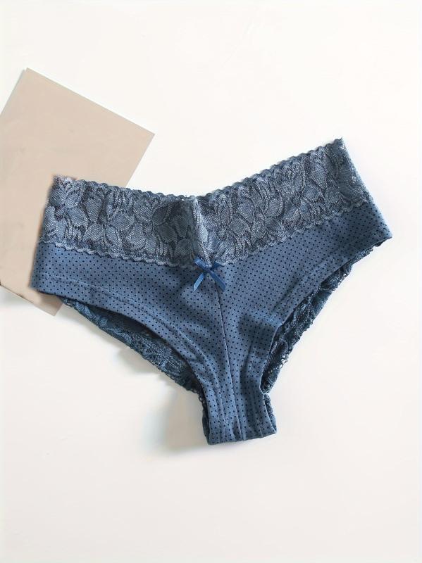 6pcs Polka Dot Hipster Panties with Lace Intimates Women's Lingerie