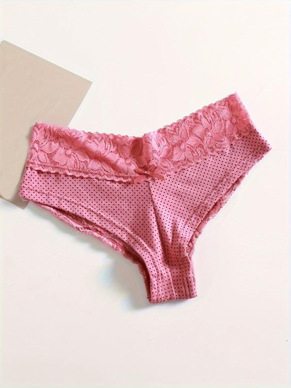 6pcs Polka Dot Hipster Panties with Lace Intimates Women's Lingerie