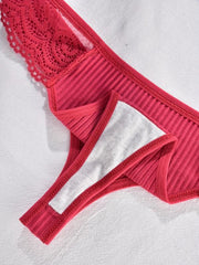 6pcs Lace Ribbed Thongs Soft Comfy Intimates Panties Women's Lingerie