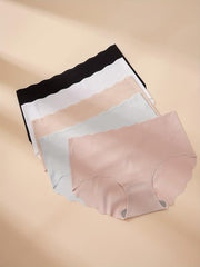 5 Seamless Solid Briefs Comfy & Breathable Panties
