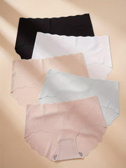 5 Seamless Solid Briefs Comfy & Breathable Panties