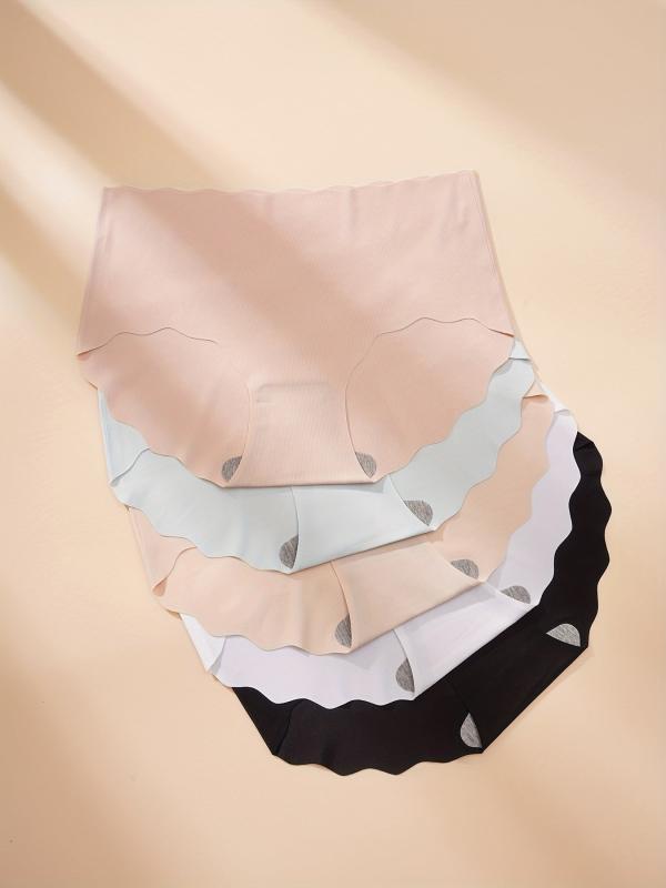 5 Seamless Solid Briefs Comfy & Breathable Panties