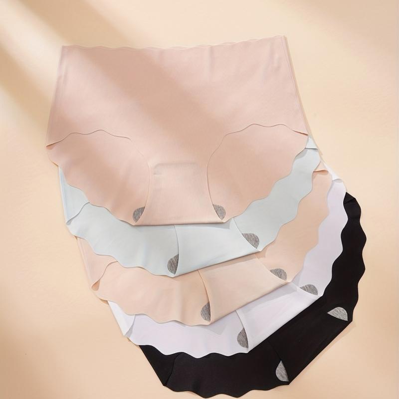 5 Seamless Solid Briefs Comfy & Breathable Panties