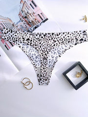 4pcs Leopard Print Thongs Sexy Low Waist Panties Women's Lingerie