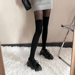 High Waist Semi Sheer Footed Pantyhose Women's Stockings