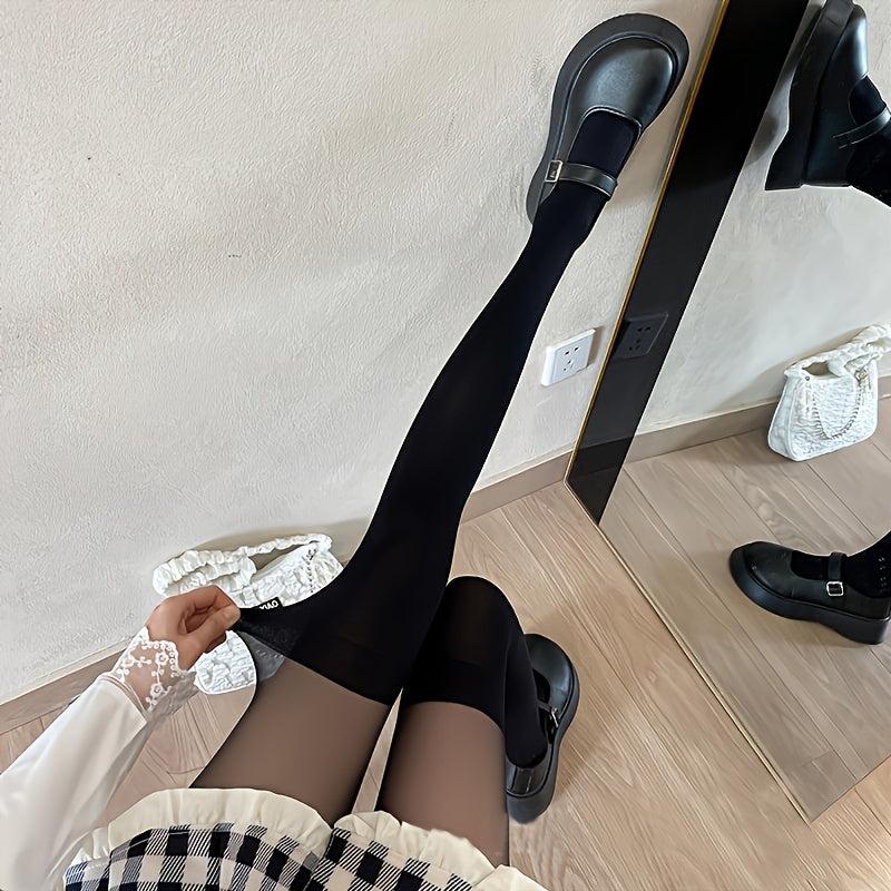 High Waist Semi Sheer Footed Pantyhose Women's Stockings