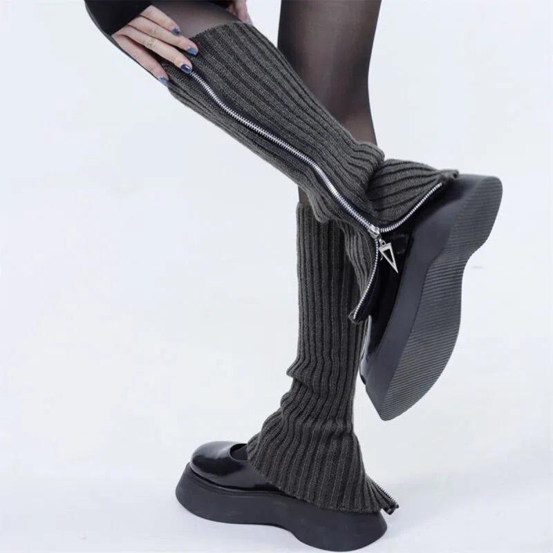 Gothic Punk Style Ribbed Knit Leg Warmer