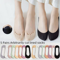 5 Pairs Invisible Non slip Socks Lightweight & Breathable Ankle Socks