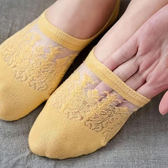 8 Pairs Lace No Show Socks Breathable Semi Sheer Women's Stockings