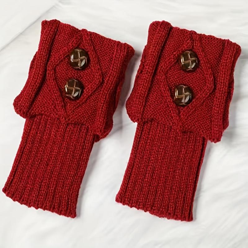 Classic Knit Leg Warmers with Buttons Decor