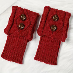 Classic Knit Leg Warmers with Buttons Decor