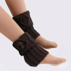 Classic Knit Leg Warmers with Buttons Decor