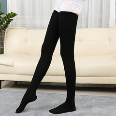 Solid Over Knee High Socks Extra Long Thigh High Stockings