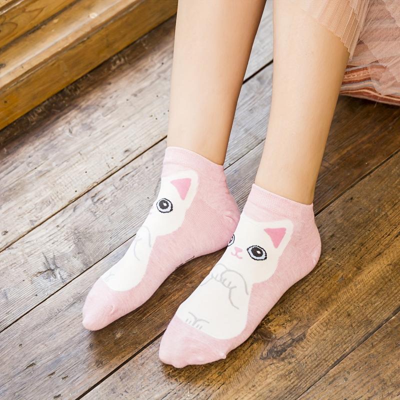 5 Pairs Cartoon Cat Short Socks Women's Stockings