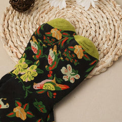 Floral Print Socks Retro Style Soft & Comfy Mid Tube Socks Women's Stockings