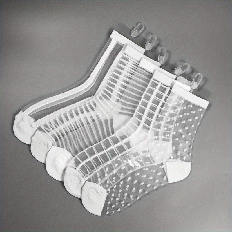 5 Pairs Sheer Mesh Socks Breathable Mid Tube Stockings