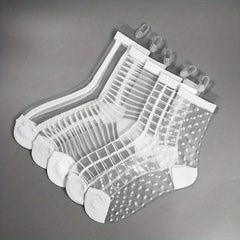 5 Pairs Sheer Mesh Socks Breathable Mid Tube Stockings