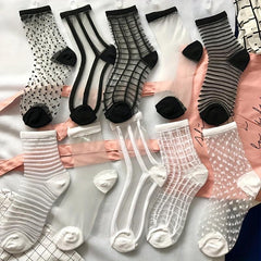 5 Pairs Sheer Mesh Socks Breathable Mid Tube Stockings