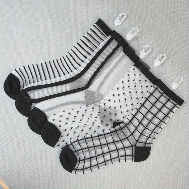 5 Pairs Sheer Mesh Socks Breathable Mid Tube Stockings