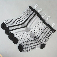5 Pairs Sheer Mesh Socks Breathable Mid Tube Stockings