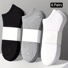 6 Pairs Classic Solid Ankle Socks for Women