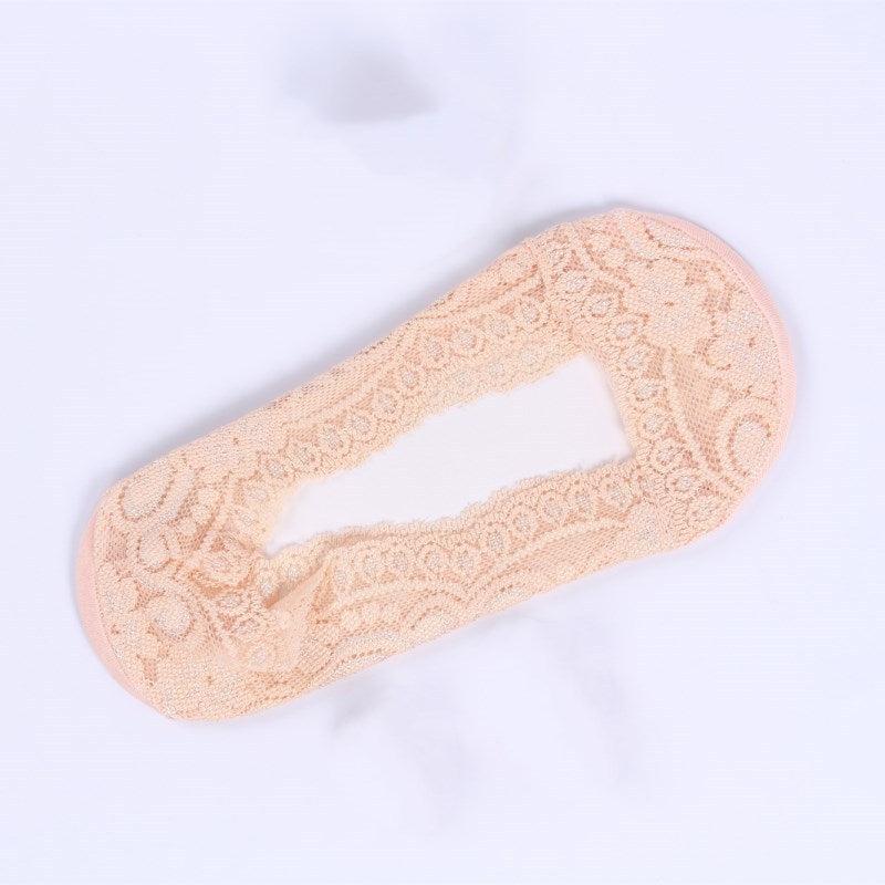 Floral Lace Invisible Short Socks Semi Sheer Ankle Socks