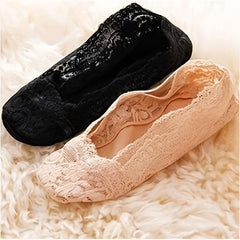 Floral Lace Invisible Short Socks Semi Sheer Ankle Socks