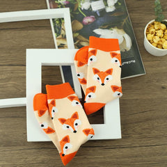 Fox Pattern Mid Tube Socks for Women