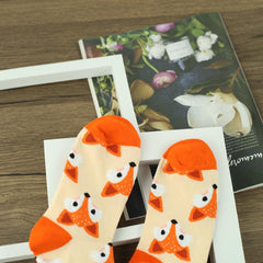 Fox Pattern Mid Tube Socks for Women