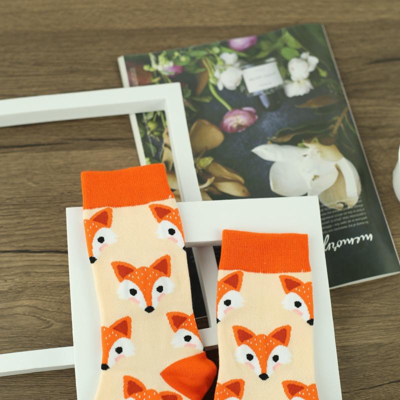 Fox Pattern Mid Tube Socks for Women
