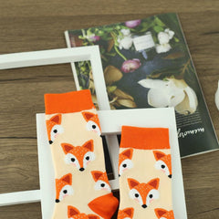 Fox Pattern Mid Tube Socks for Women